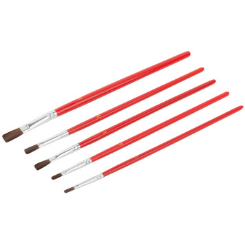 Кисти художественные, натуральная щетина, деревянная ручка, плоские, набор 5 шт.-1