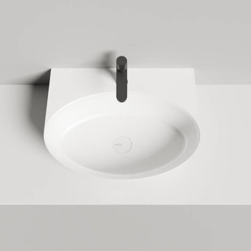 Salini Alda Wall 02 Раковина 58х45х15cм, с 1 отв., сифон, слив-пер, мат-л: S-Stone, цвет: белый матовый. 140322M-2