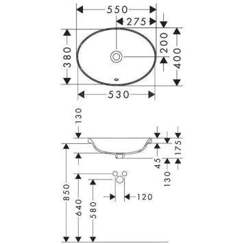 Hansgrohe Xuniva D Раковина 55x40см., встраиваемая, без отв., цвет: белый. 60156450-1