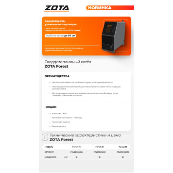 Котел отопительный ZOTA Forest 21-2