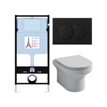 E21743RU-BL Унитаз c инсталляцией Elite, сиденье тонкое микролифт, панель для двойного смыва, матовый черный (E36495-NF+E36496-BL+EDX114RU) E21743RU-BL