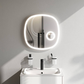 M8FMOX0553SA Зеркало с контурной LED-подсветкой, ИК сенсором и косметическим зеркалом, 55 см