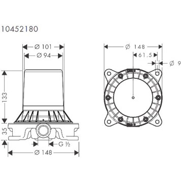 10452180 AX -скрытая часть смесителя напольного 10452180-2