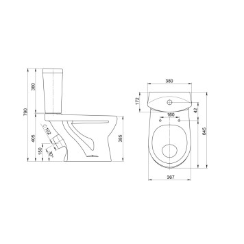 1P4013S0000BF Унитаз-компакт Ультра белый, сидение полипропилен (арт. 188013S0020B0), кос вып 1.P401.3.S00.00B.F-5