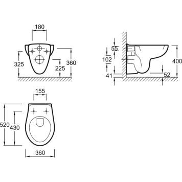 E21733RU-00 OUT OF COL BRIVE Комплект инсталляции 3/6 л с подвесным унитазом, сиденьем, клавишей смыва и креплениями E21733RU-00-1