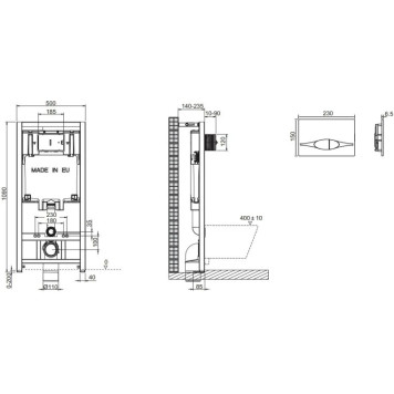 E21733RU-00 OUT OF COL BRIVE Комплект инсталляции 3/6 л с подвесным унитазом, сиденьем, клавишей смыва и креплениями E21733RU-00-2