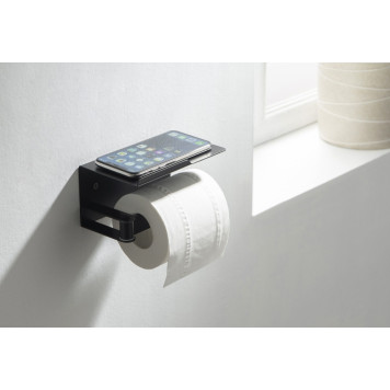 AQ4929MB ЛИБРА бумагодержатель с полкой, матовый черный AQ4929MB-2