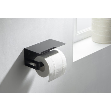 AQ4929MB ЛИБРА бумагодержатель с полкой, матовый черный AQ4929MB-3