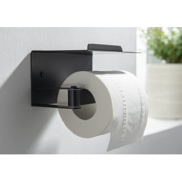 AQ4929MB ЛИБРА бумагодержатель с полкой, матовый черный AQ4929MB-5