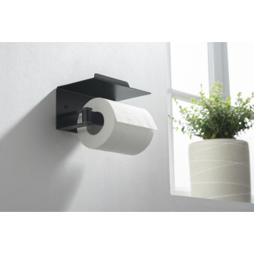 AQ4929MB ЛИБРА бумагодержатель с полкой, матовый черный AQ4929MB-6