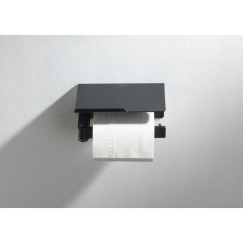 AQ4929MB ЛИБРА бумагодержатель с полкой, матовый черный AQ4929MB-7