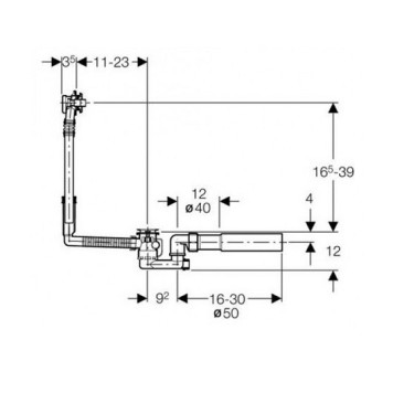 150.017.00.6 Слив-перелив с цепочкой для стандартной ванны d 50 mm 150.017.00.6-2