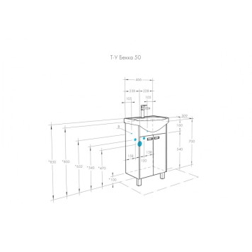 1A2108K1BAC20 Набор: 1A210801BAC20 Тумба-умывальник Бекка 50/ 1WH207781 Раковина Смайл 50 1A2108K1BAC20-1