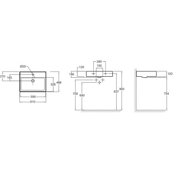 EXBH112-NGM Vivienne Vivienne, раковина-столешница, 60 см, матовая черная EXBH112-NGM-1