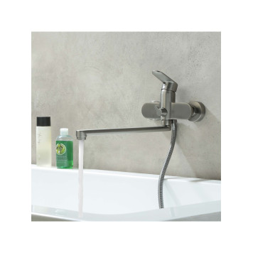 AQ1842BGM НИКА смеситель для ванны с длинным изливом, оружейная сталь AQ1842BGM-6