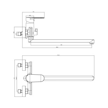 AQ1842BGM НИКА смеситель для ванны с длинным изливом, оружейная сталь AQ1842BGM-7