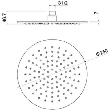 AQ2077MB круглый верхний душ 2507 мм, матовый черный AQ2077MB-6
