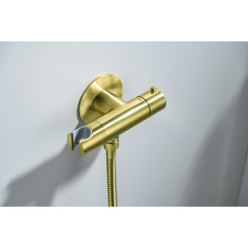 AQ1027BG ОБЕРОН комплект для гигиенического душа термостатический встроенный (смеситель + гигиеническая лейка + шланг), шлиф. золото AQ1027BG-5