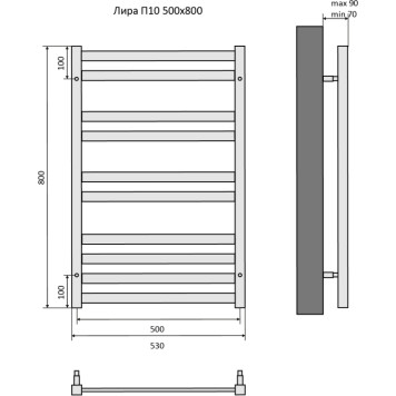 Лира П10 500х800 Полотенцесушитель Aquatek AQ KP1080CH-1