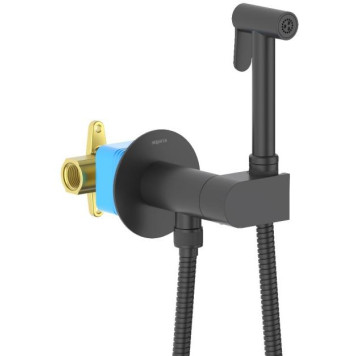 AQ1024MB ОБЕРОН комплект для гигиенического душа встроенный (смеситель c прогрессивным картриджем + гигиеническая лейка + шланг), матовый черный AQ1024MB-2