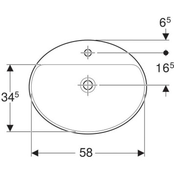 500.726.01.2 Geberit VariForm Раковина встраиваемая в столешницу овальной формы, 60х48 см, с отв. под смеситель, без отв. перелива 500.726.01.2-2