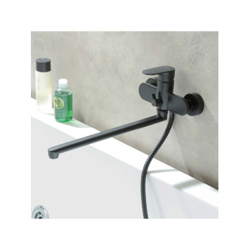 AQ1842MB НИКА смеситель для ванны с длинным изливом, матовый черный AQ1842MB-5