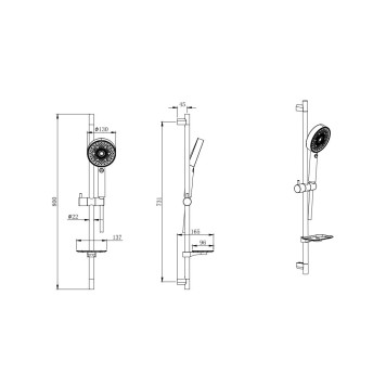 AQ2031MB ВЕГА душевой гарнитур 3jet 73см, матовый черный AQ2031MB-1