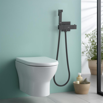 AQ1028MB ЛИБРА комплект для гигиенического душа термостатический встроенный (смеситель + гигиеническая лейка + шланг), матовый черный AQ1028MB-4