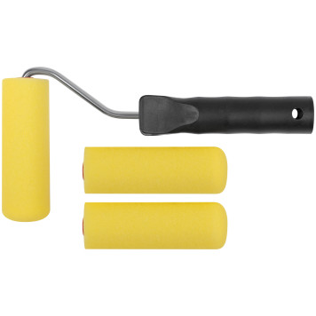 Валик поролоновый желтый с ручкой мини 100 мм + 2 сменных ролика