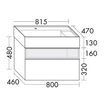Burgbad Yumo Тумба с раковиной, 81.5х47х48см., с 1 отв., 2 выдв ящика, аллюм рамка,вставка из дымч стекла, светодиодн. подсв., подвесная, цвет: белый глянец-1