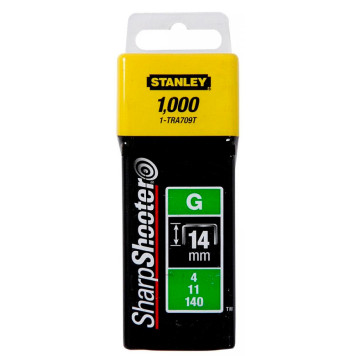 Скобы для степлера Stanley тип g 14мм х 1000шт 1-tra709t
