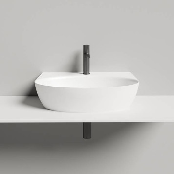 Salini Alda Wall 02 Раковина 58х45х15cм, с 1 отв., сифон, слив-пер, мат-л: S-Stone, цвет: белый матовый. 140322M