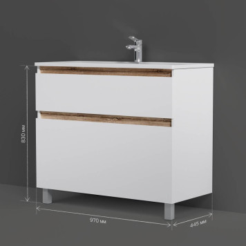 M85AFSX1002WG База под раковину, напольная, 100 см, 2 ящика, белый глянец-7