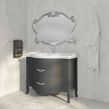 TW Armony Тумба с раковиной 112х62см., 2 ящика, доводчики Blum, цвет: Grafite/серебро античное-1