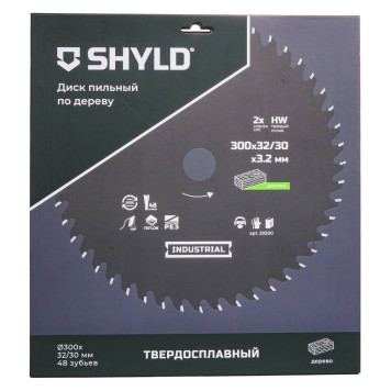 Диск пильный по дереву SHYLD твердосплавный 300х32/30 мм, 48 зубьев(20300)