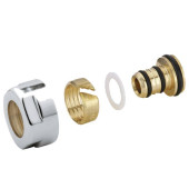 Соединитель обжим-B 16 х 2,0 - 3/4 ЕК хромированный для м/п труб