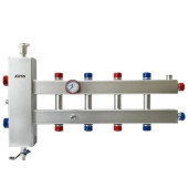 Гидроразделитель нерж. с коллектором горизонтальный, двухсторонний, 5 контуров