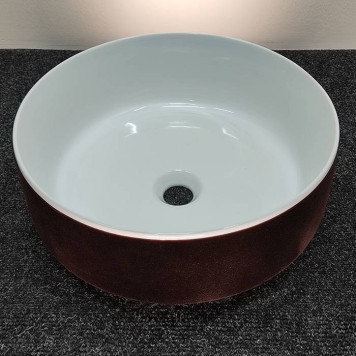 ArtCeram Cognac Раковина 42 см, без отв., накладная, без слив-перелива, цвет: белый / testa di moro-7