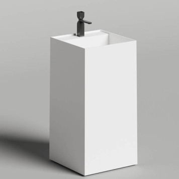 Salini Armonia Square Top Раковина напольная 45х45х90см, слив в стену, выпуск D 503, сифон, декоративная накл. , мат-л: S-Sence, цвет: белый глянцевый