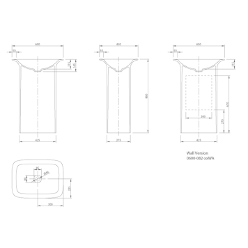 Knief Glam Раковина 60х45х86см, напольная, выпуск в стену, цвет: белый матовый-1