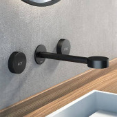 CISAL Slim Смеситель для раковины на 3 отверстия из стены,излив 185-200 мм, цвет: черный матовый. SM01351040