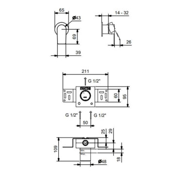 Fantini Myo Смеситель для душа, встраиваемый, цвет: хром-1