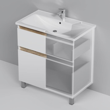 M85AFSX0802WG База под раковину, напольная, 80 см, 2 ящика, белый глянец-6