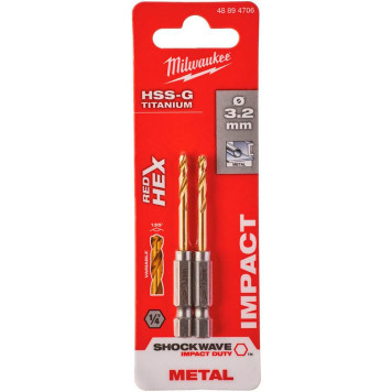 Сверло по металлу Milwaukee RedHEX HSS-G TiN 3,2мм (2шт) (706)