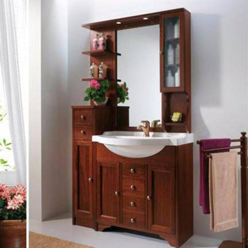 EBAN Eleonora Modular Комплект мебели 107 см (пенал слева), напольный, цвет: noce. FAC07PO, FBSEL086-N noce*6, FPLFL082-B*1, FCPLS107DNnoce*1, FKMGD---SN new*3