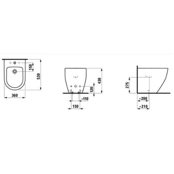 Laufen Pro Биде напольное 56x36x43 см, с 1 отв., цвет: белый-5