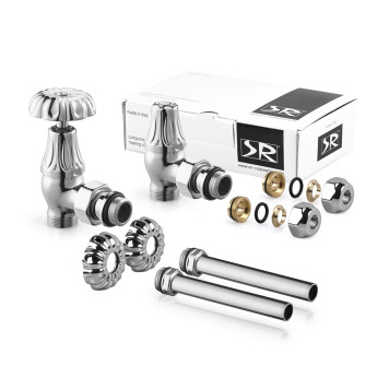 Комплект угловых вентилей SR Rubinetterie Floral Old Style 1/2” x 24/19, цвет хром A339-1500C0P0