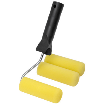 Валик поролоновый желтый с ручкой мини 100 мм + 2 сменных ролика-1