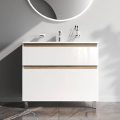 M85AFSX1002WG База под раковину, напольная, 100 см, 2 ящика, белый глянец