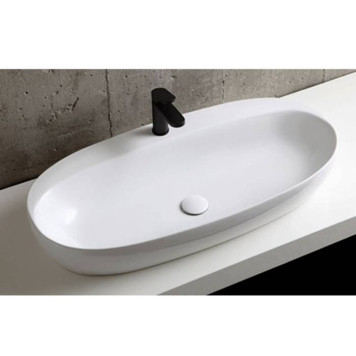 Azzurra Elegance Circle Раковина накладная, 90x44xH14 см, 1 отв., без перелива, цвет: Bianco lucido-2